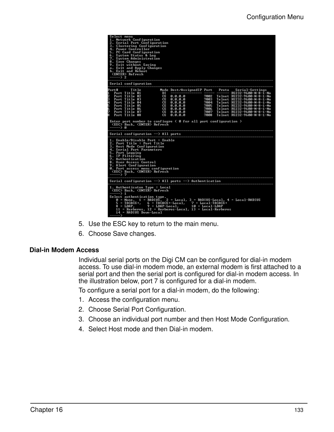 Digi Digi CM manual Dial-in Modem Access 