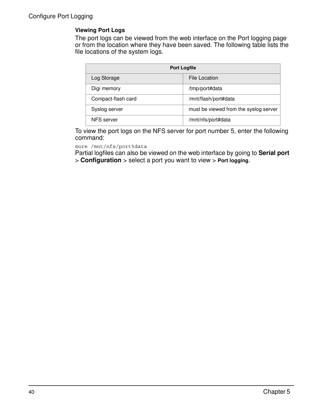 Digi Digi CM manual Viewing Port Logs 