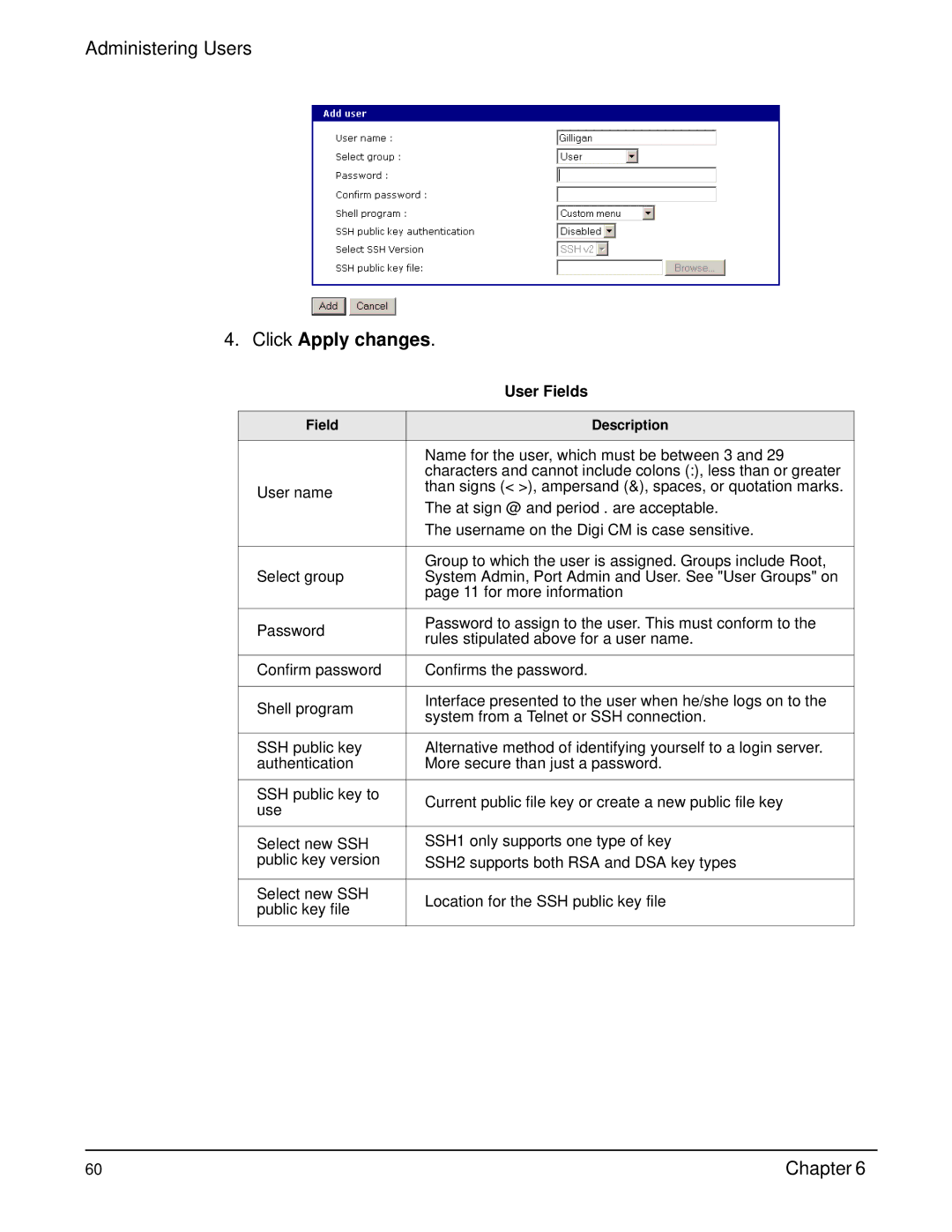 Digi Digi CM manual Click Apply changes, User Fields 