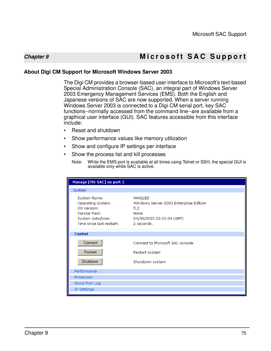 Digi manual C r o s o f t S a C S u p p o r t, About Digi CM Support for Microsoft Windows Server 