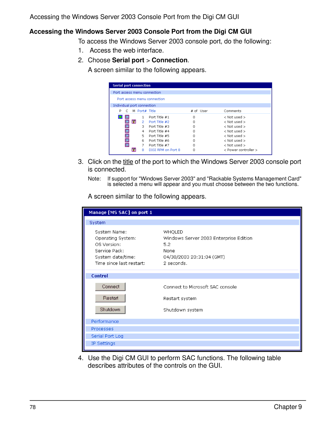 Digi Digi CM manual Choose Serial port Connection 