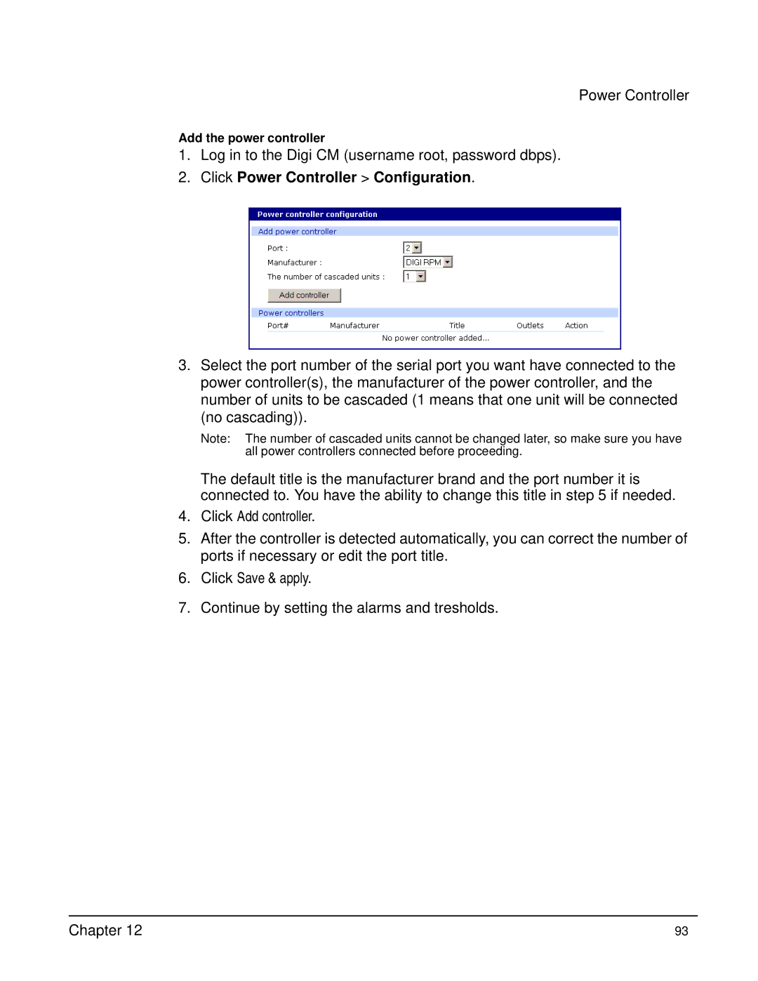 Digi Digi CM manual Click Power Controller Configuration 