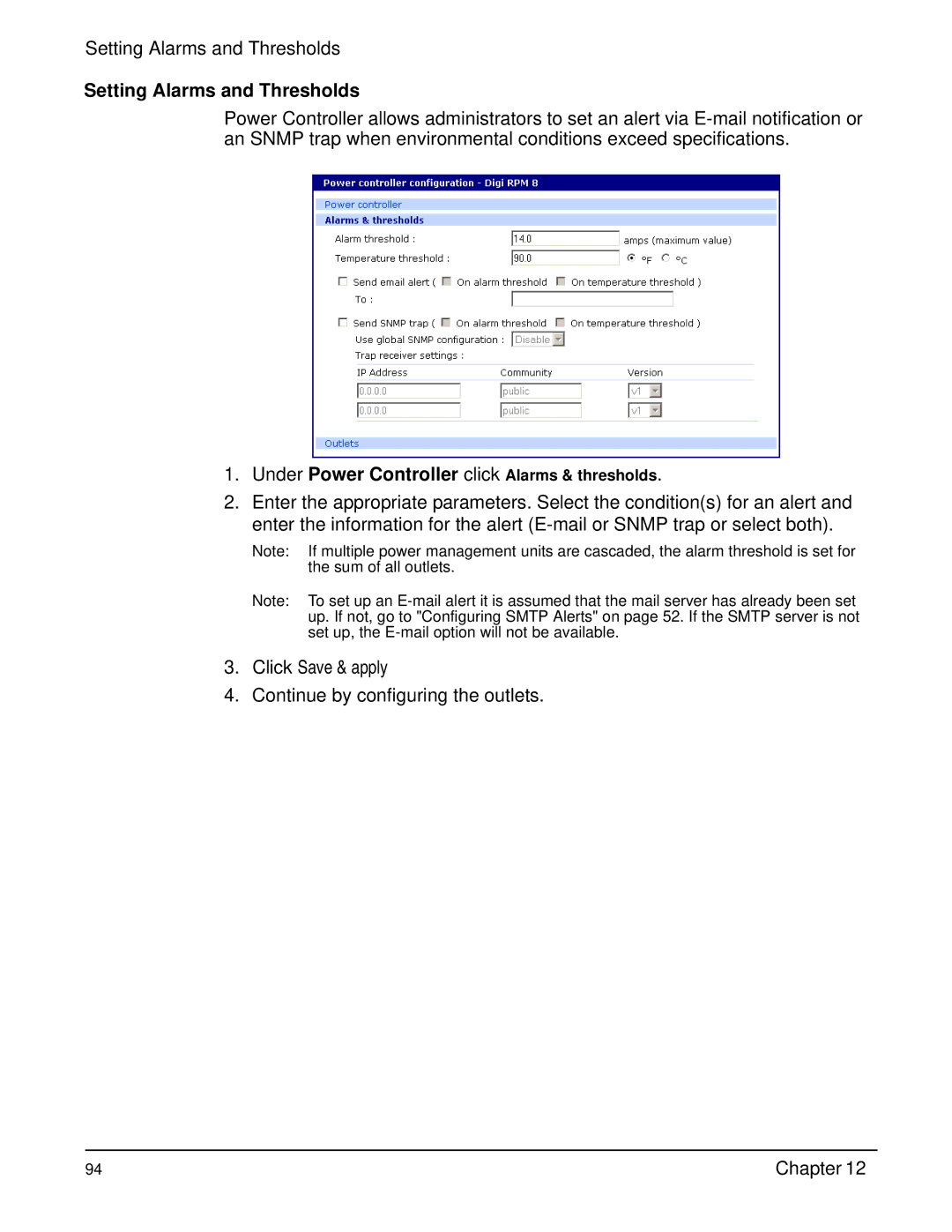 Digi Digi CM manual Setting Alarms and Thresholds 