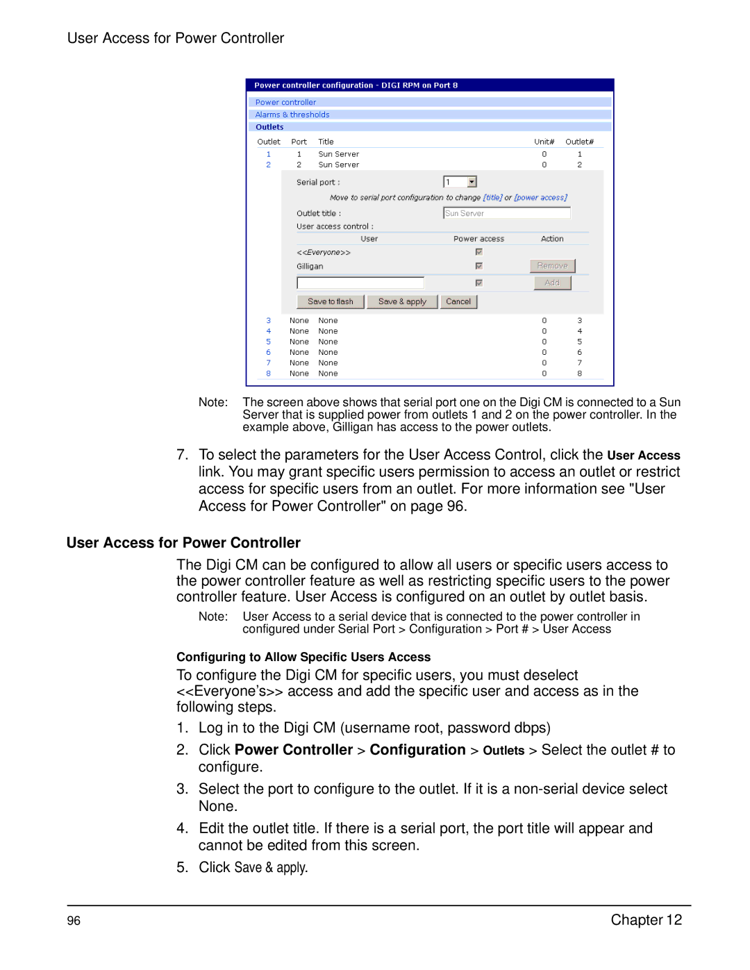 Digi Digi CM manual User Access for Power Controller 