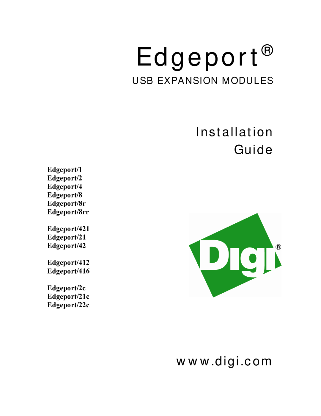 Digi Edgeport/8rr, Edgeport/1, Edgeport/421, Edgeport/416, Edgeport/2c, Edgeport/412, Edgeport/21, Edgeport/22c, 21c manual 