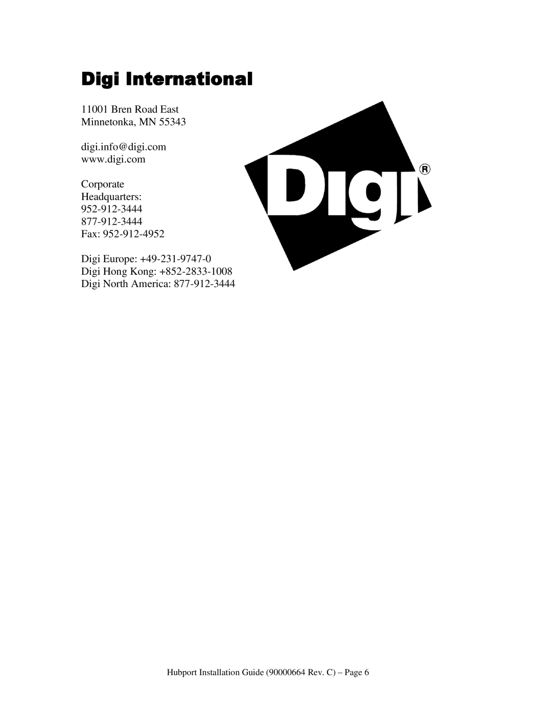 Digi Hubport/7c DC, Hubport/4c DC manual Digi International 