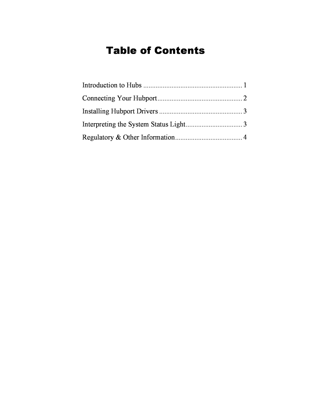 Digi Hubport/7 Table of Contents, Interpreting the System Status Light, Introduction to Hubs, Connecting Your Hubport 
