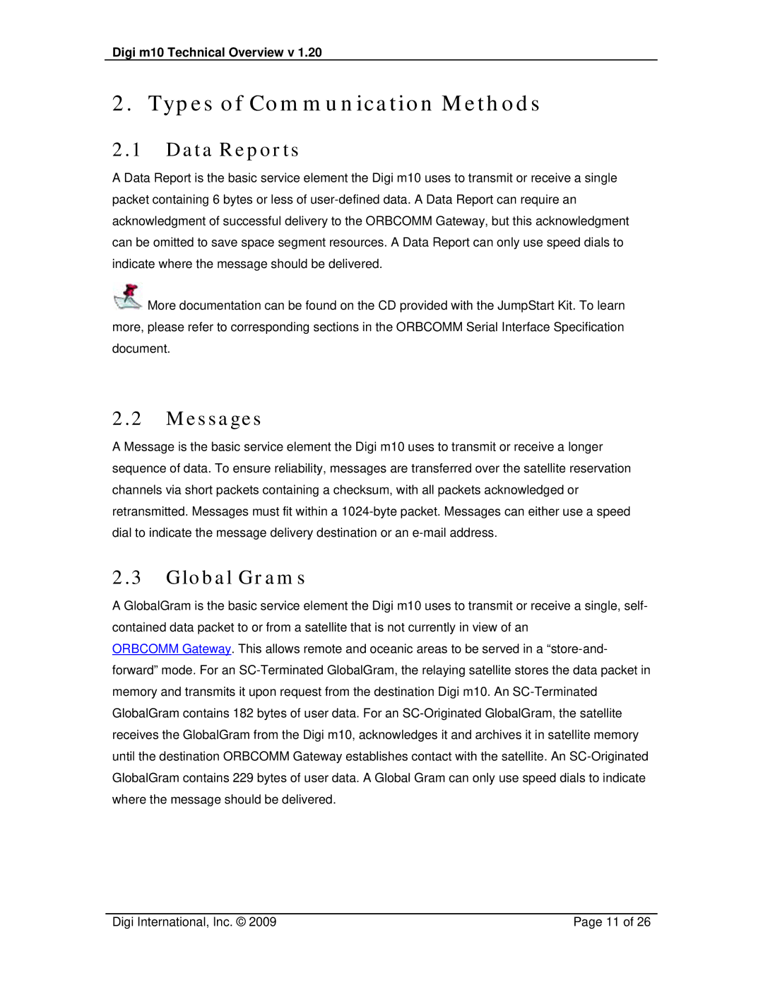 Digi M10 manual Types of Communication Methods, Data Reports, Messages, Global Grams, Digi m10 Technical Overview v 