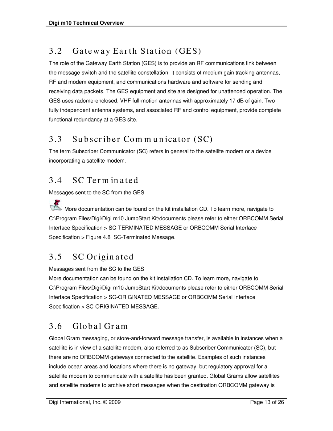 Digi M10 manual Gateway Earth Station GES, Subscriber Communicator SC, SC Terminated, SC Originated, Global Gram 