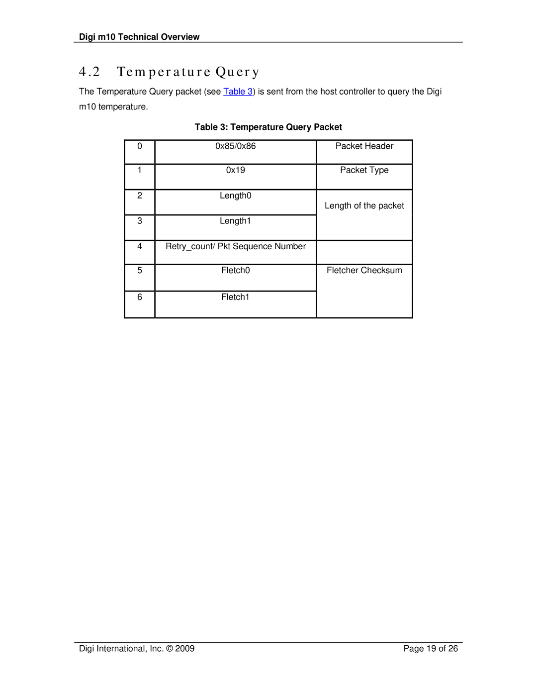 Digi M10 manual Temperature Query Packet 