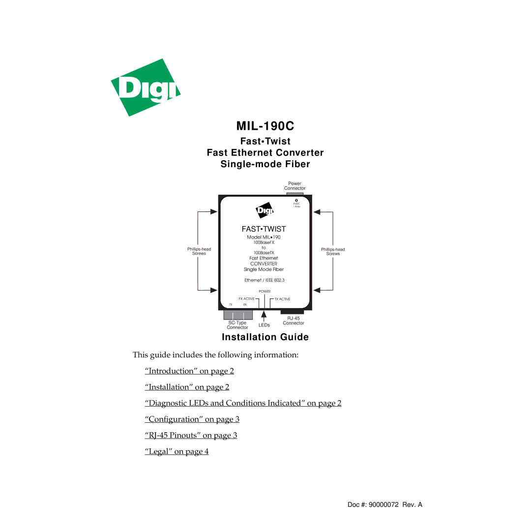 Digi MIL-190C manual 