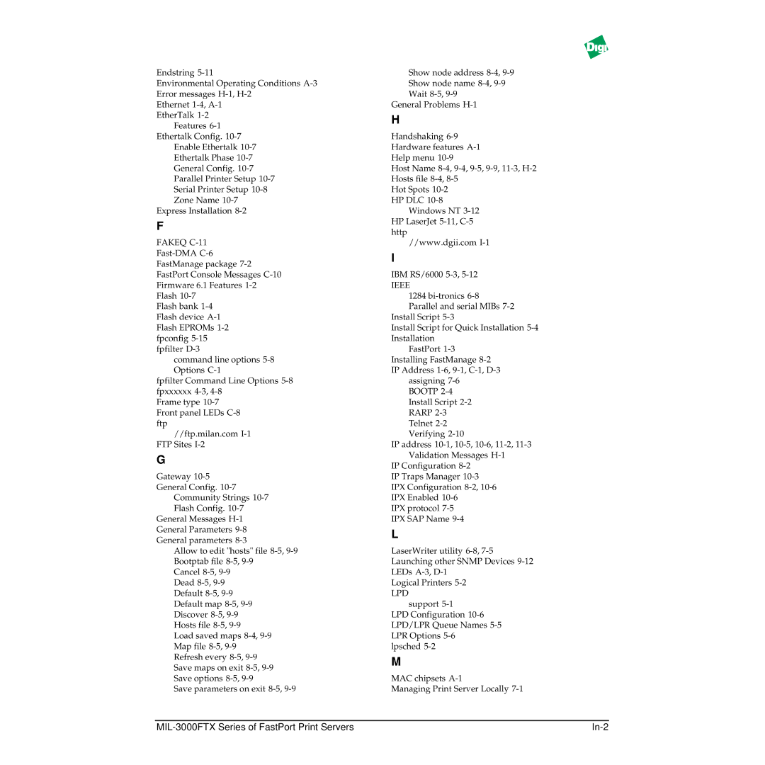 Digi manual MIL-3000FTX Series of FastPort Print Servers In-2 