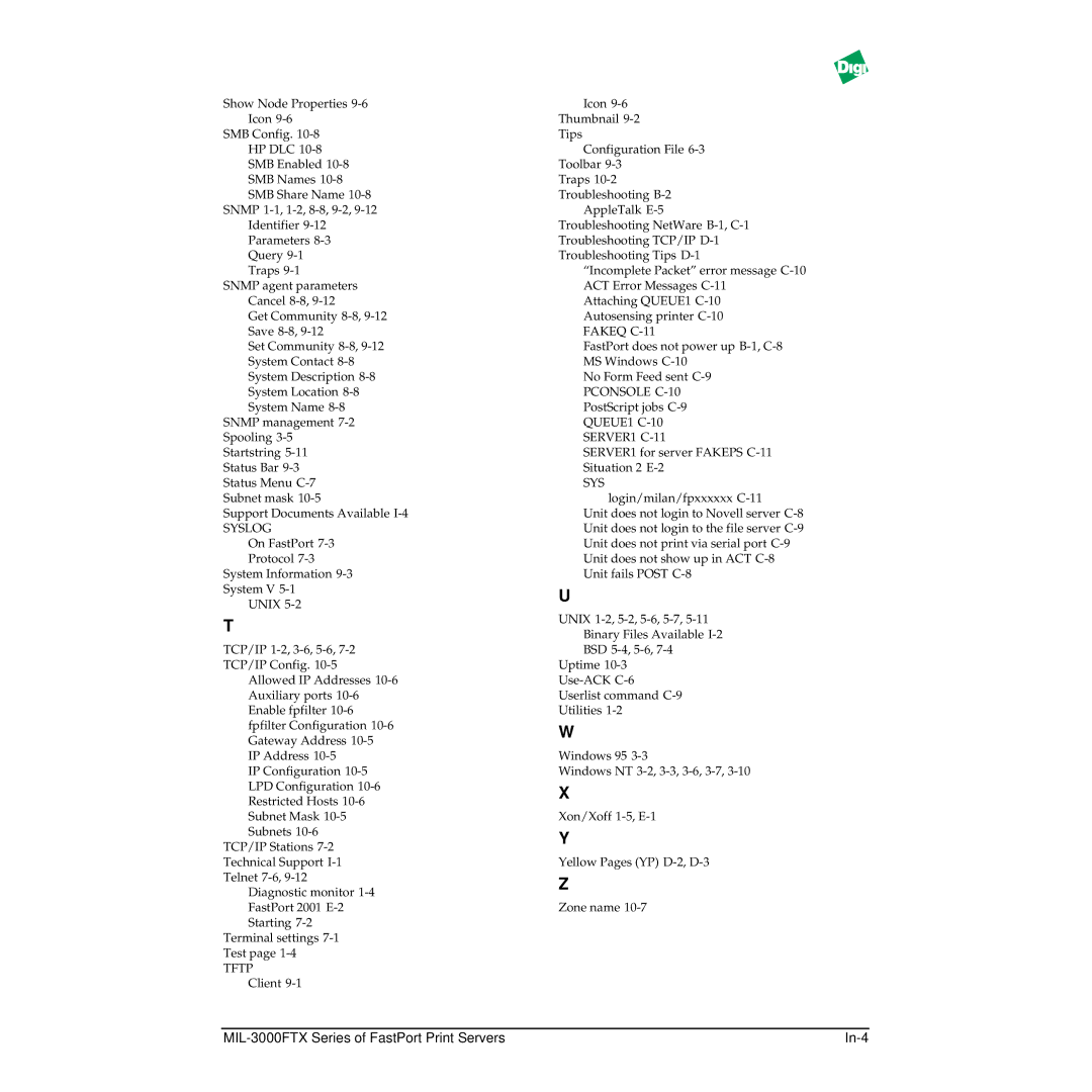 Digi manual MIL-3000FTX Series of FastPort Print Servers In-4 