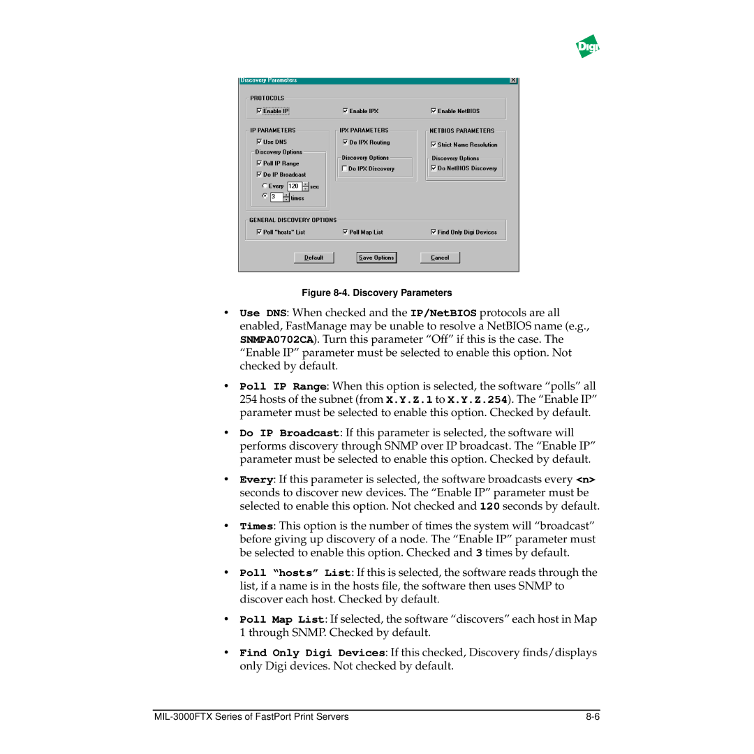 Digi MIL-3000FTX manual Discovery Parameters 