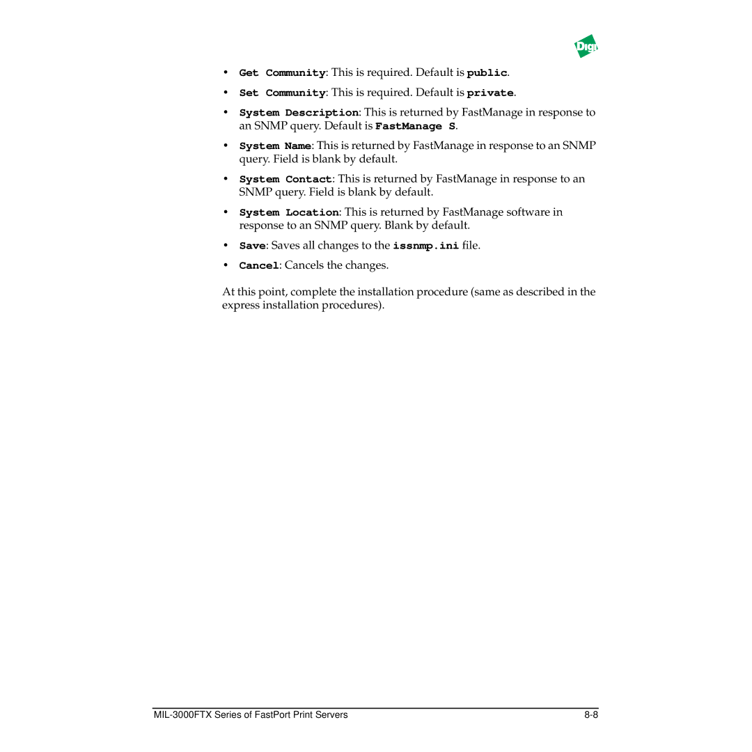 Digi manual MIL-3000FTX Series of FastPort Print Servers 