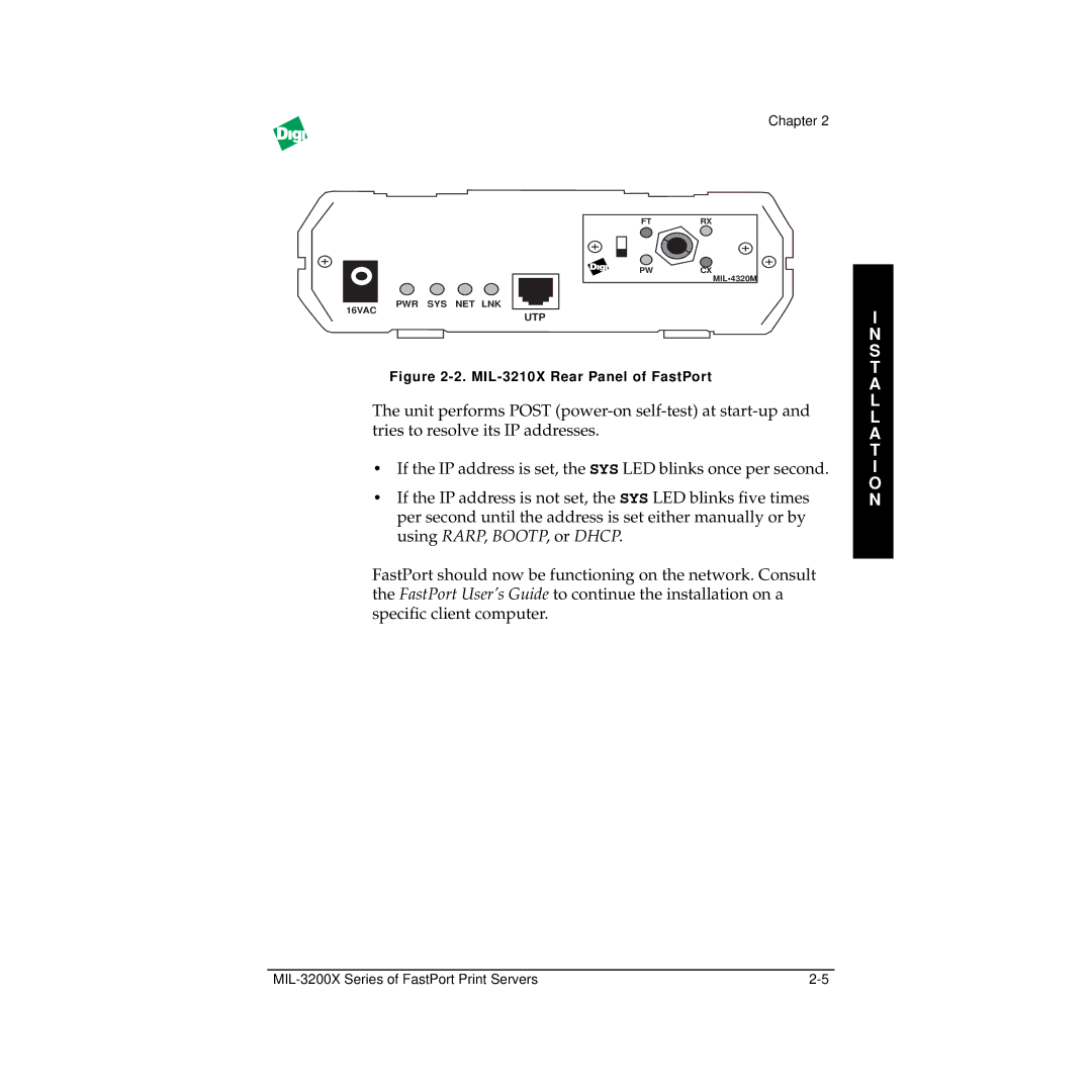 Digi MIL-3200X manual MIL-3210X Rear Panel of FastPort 