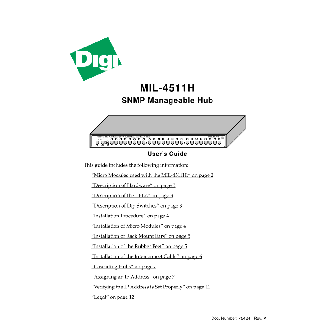 Digi MIL-4511H manual 