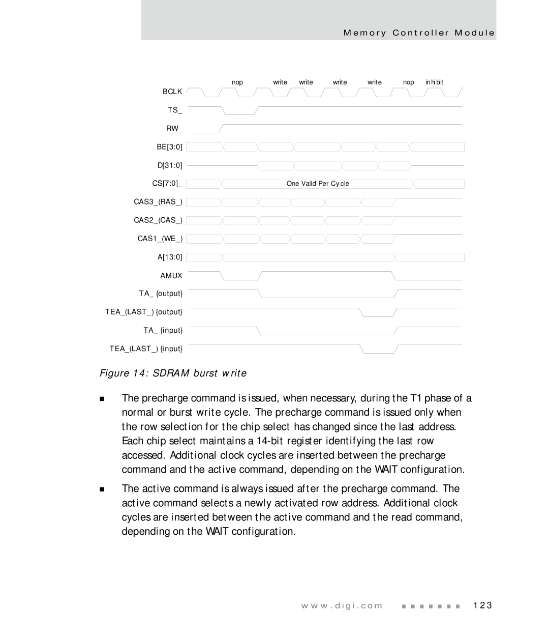 Digi NS7520 manual Sdram burst write 