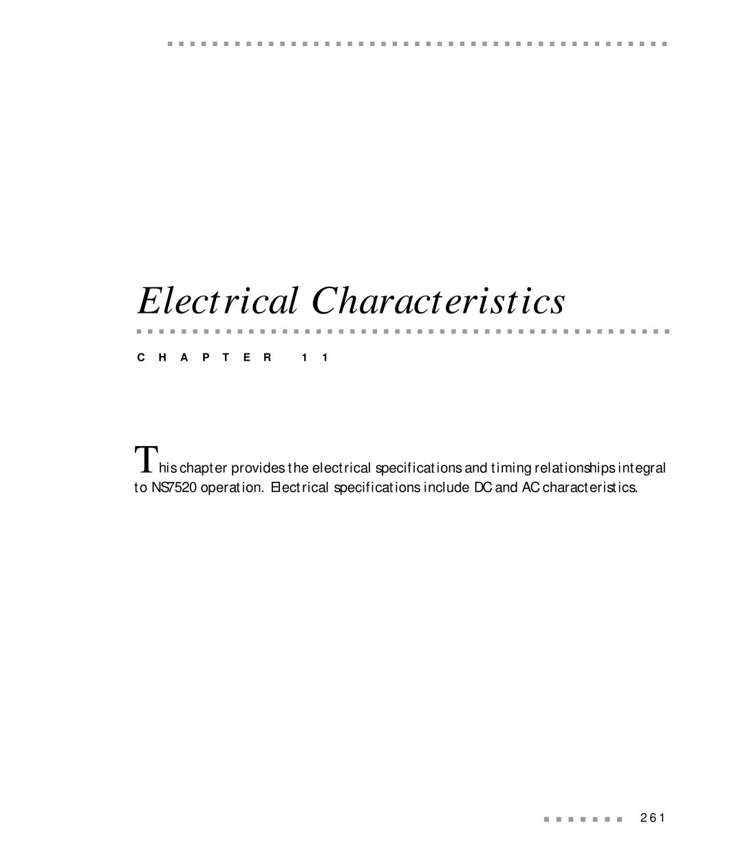 Digi NS7520 manual Electrical Characteristics 