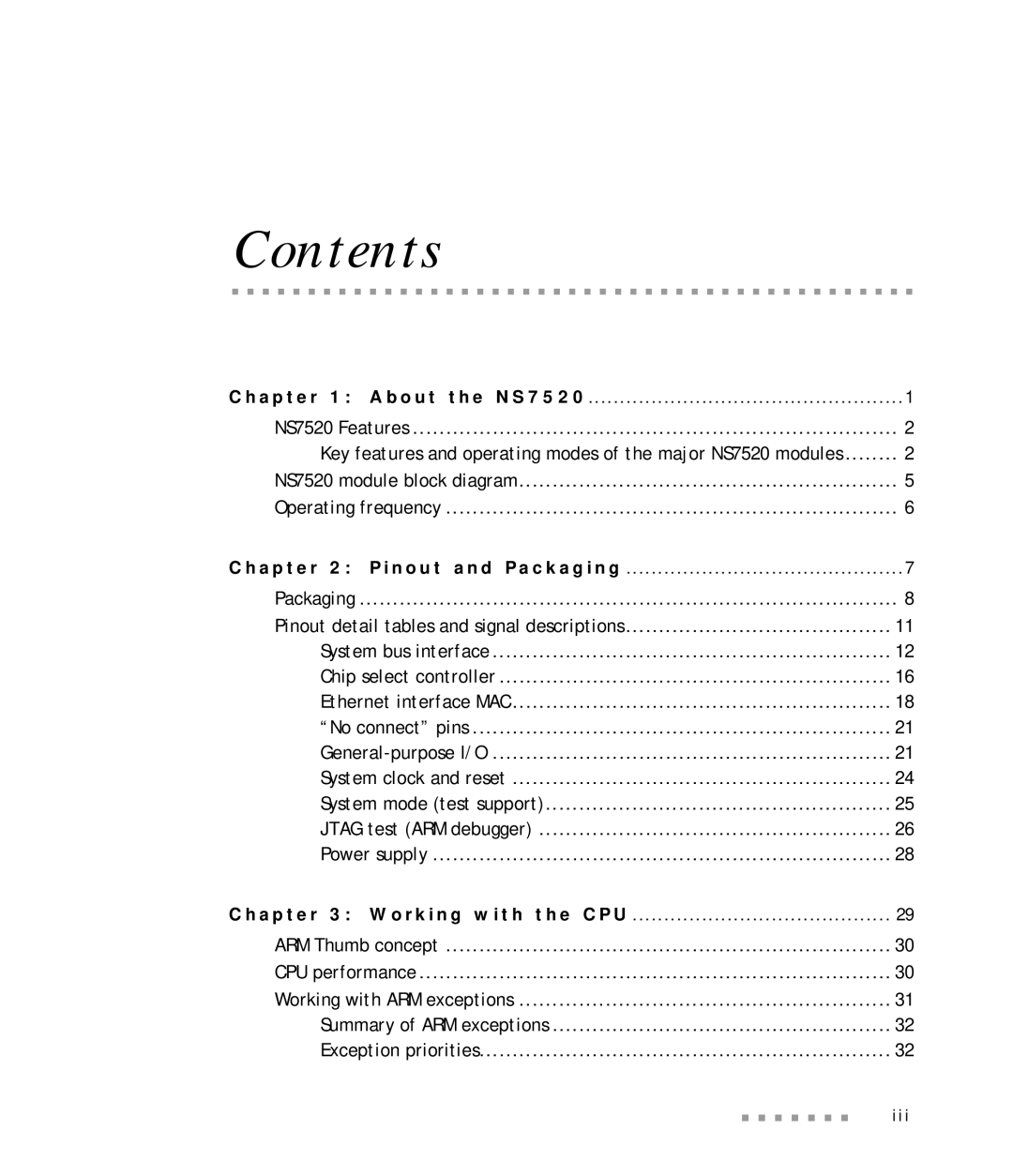 Digi NS7520 manual Contents 