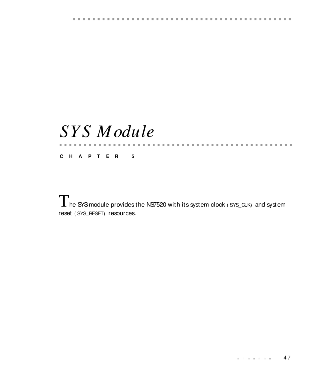 Digi NS7520 manual SYS Module 