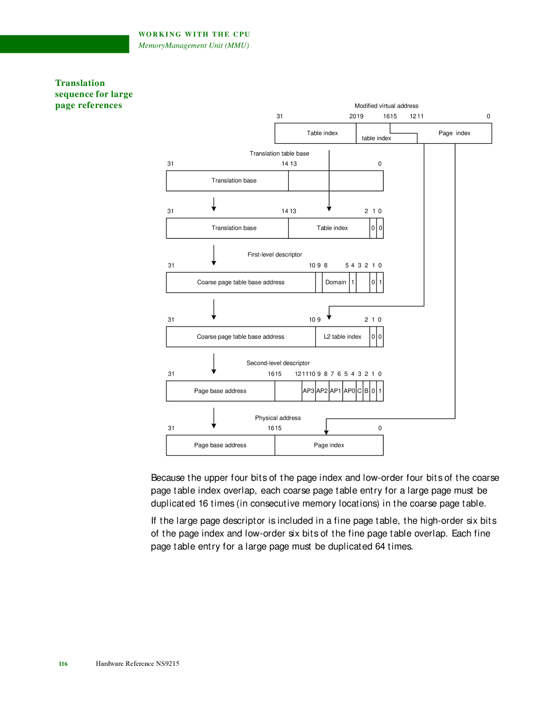 Digi NS9215 manual Translation sequence for large page references 