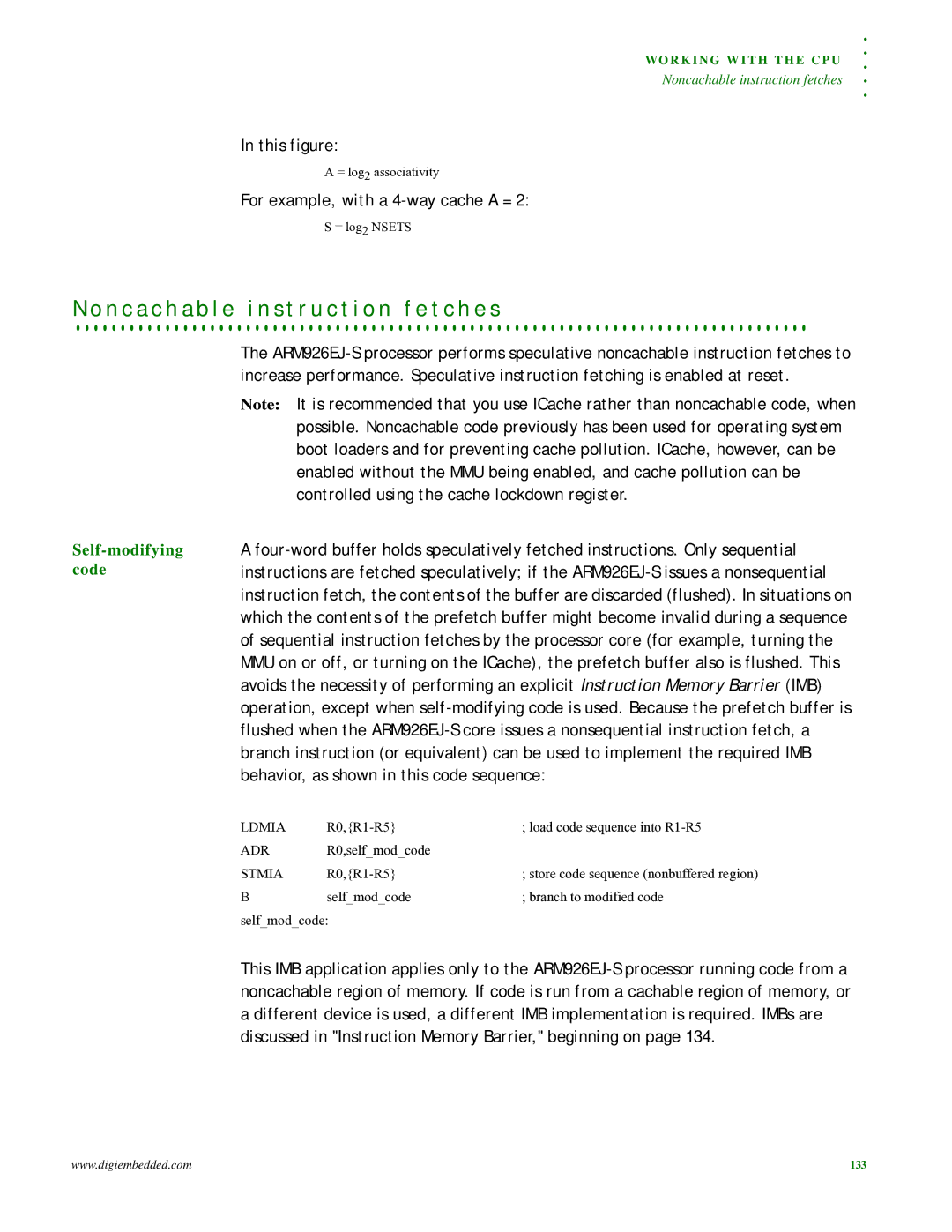 Digi NS9215 manual N c a c h a b l e i n s t r u c t i o n f e t c h e s, This figure, For example, with a 4-way cache a = 