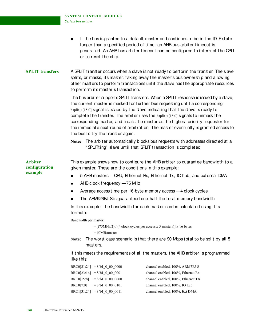 Digi NS9215 manual Split transfers Arbiter configuration example 