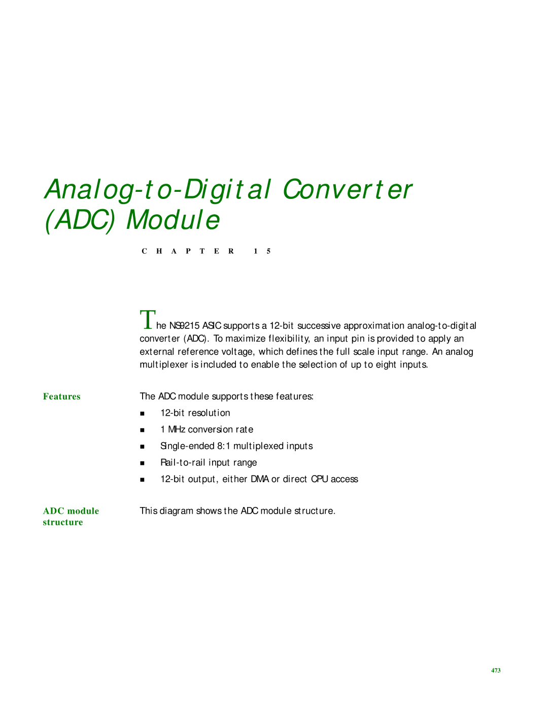 Digi NS9215 manual ADC module, Structure 