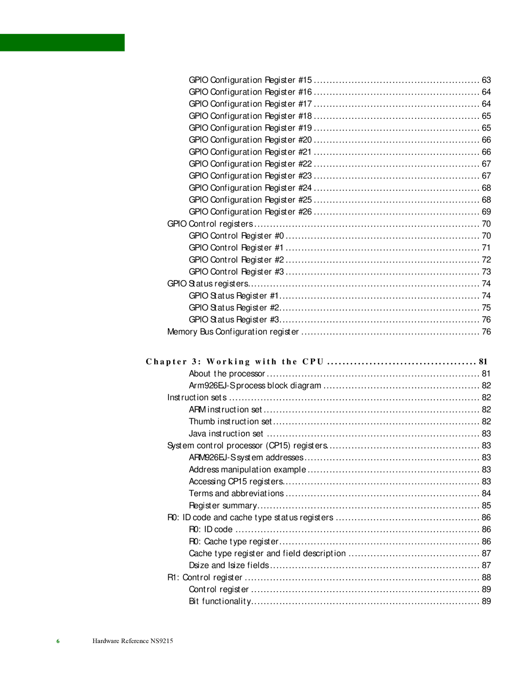 Digi NS9215 manual A p t e r 3 W o r k i n g w i t h t h e C P U 