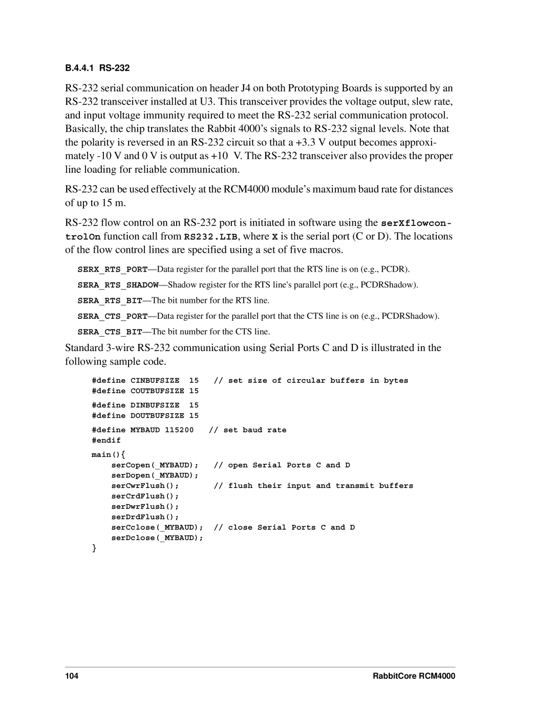 Digi RCM4000 user manual 4.1 RS-232 