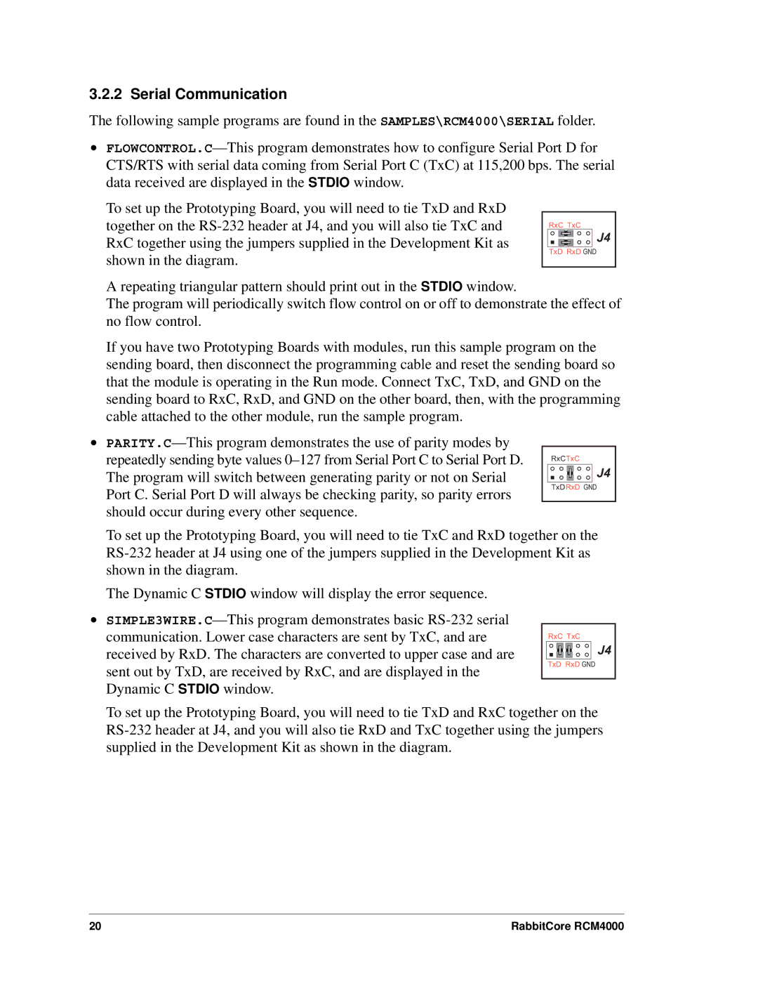 Digi RCM4000 user manual Serial Communication 