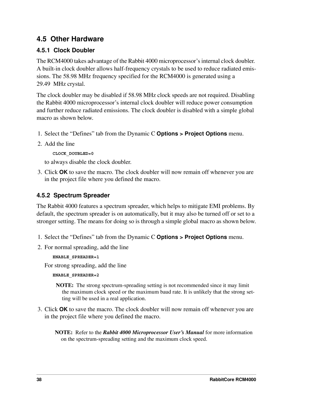 Digi RCM4000 user manual Other Hardware, Clock Doubler, Spectrum Spreader 