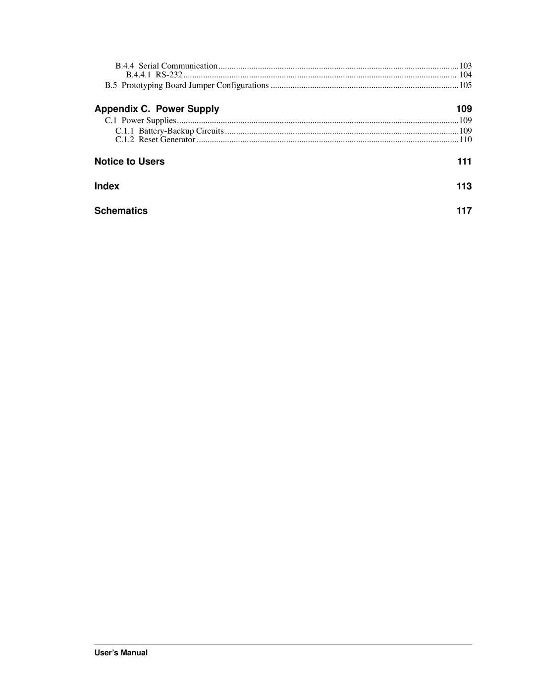 Digi RCM4000 user manual Appendix C. Power Supply 109 