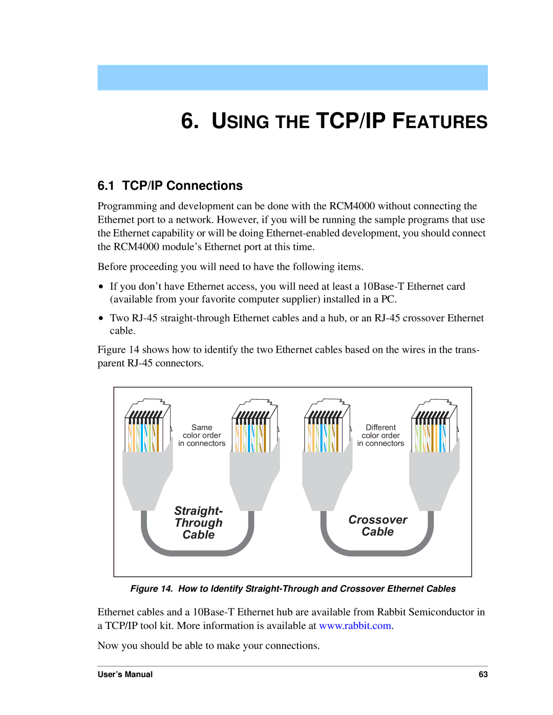 Digi RCM4000 user manual Using the TCP/IP Features, TCP/IP Connections 