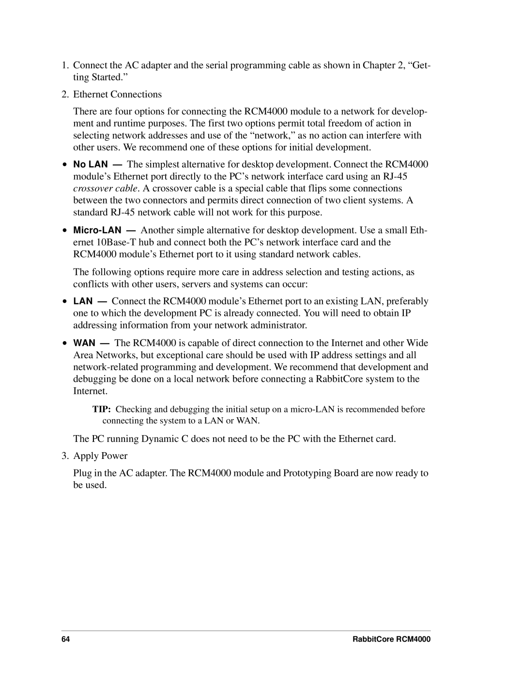 Digi user manual RabbitCore RCM4000 