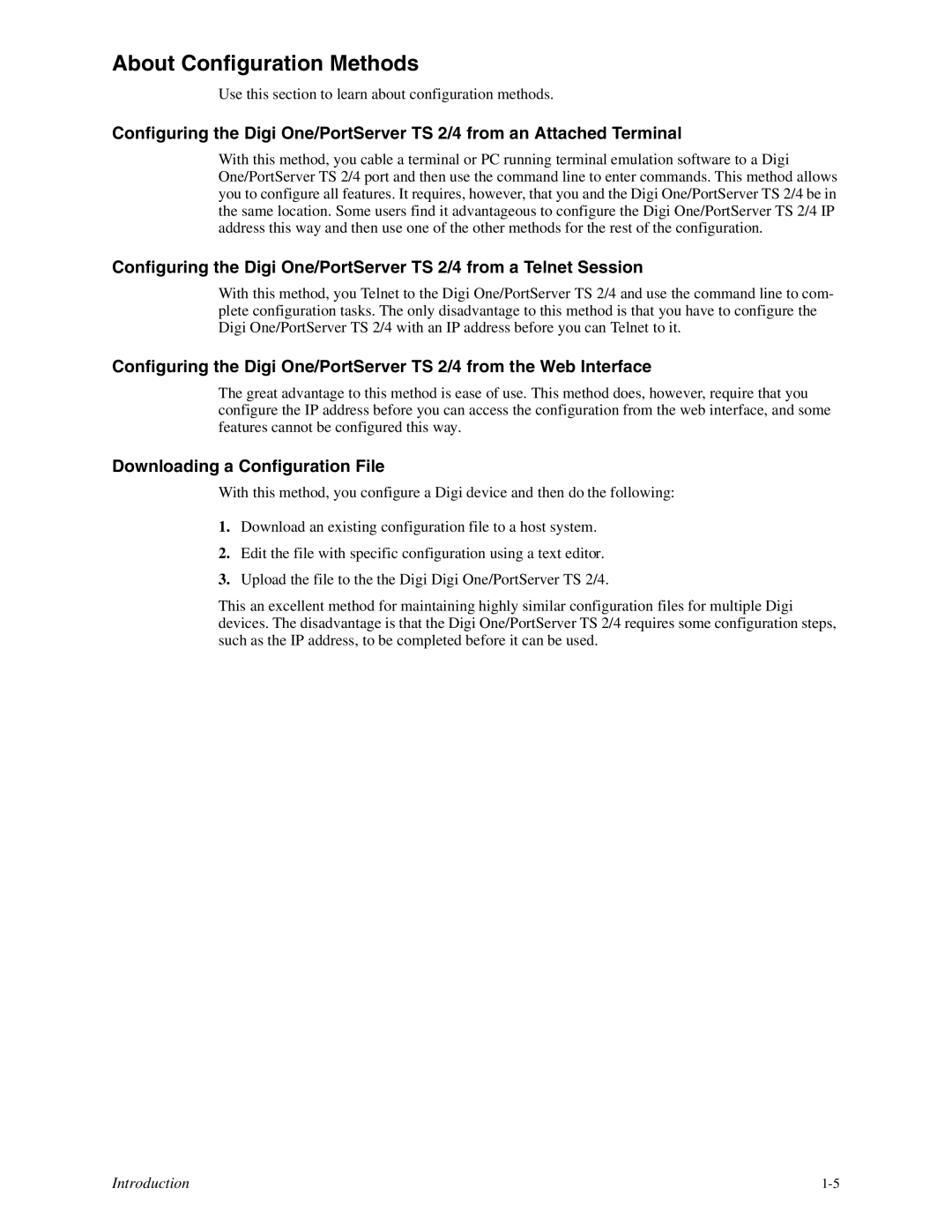 Digi TS 2/4, TS 4 manual About Configuration Methods, Downloading a Configuration File 