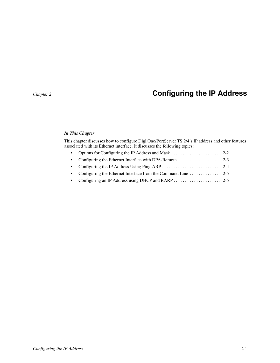 Digi TS 2/4, TS 4 manual Configuring the IP Address 