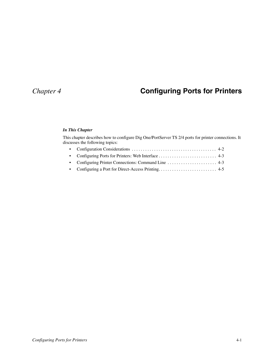 Digi TS 2/4, TS 4 manual Configuring Ports for Printers 