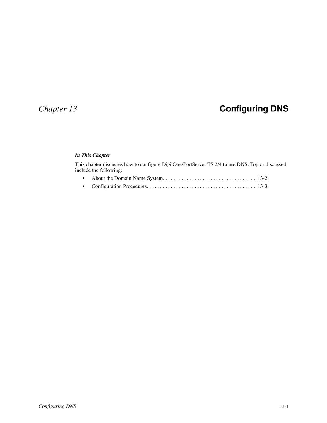 Digi TS 2/4, TS 4 manual Configuring DNS 