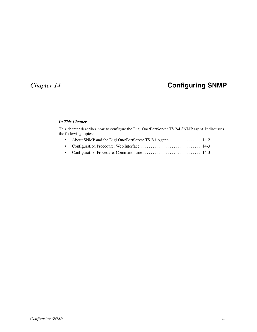 Digi TS 2/4, TS 4 manual Configuring Snmp 