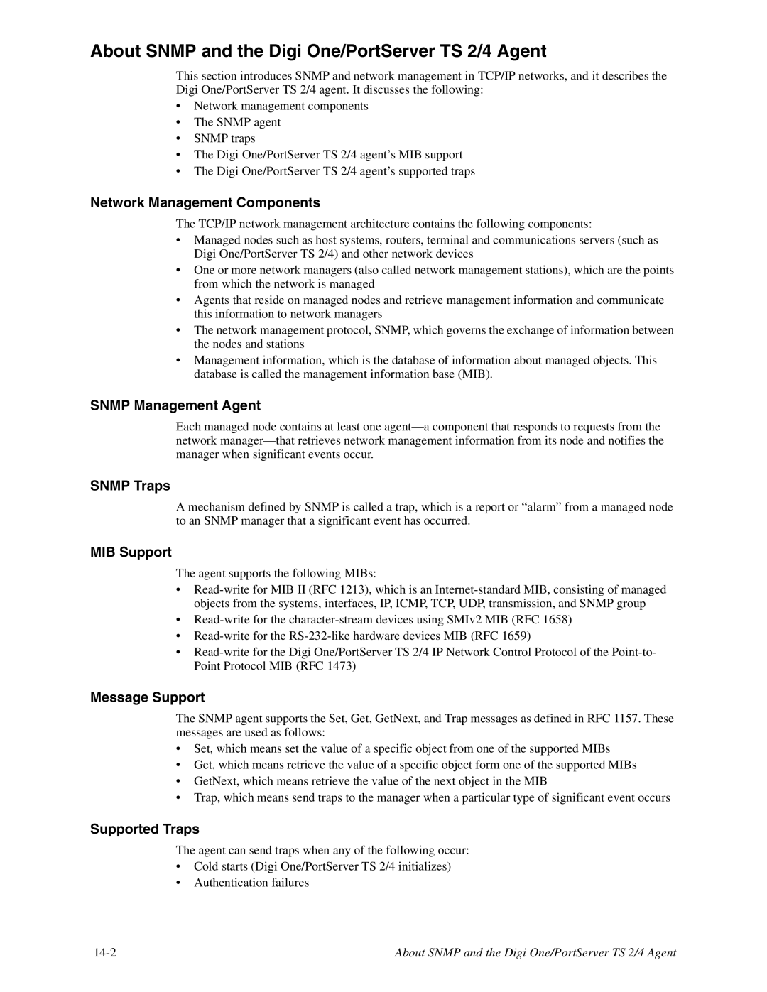 Digi TS 4 manual About Snmp and the Digi One/PortServer TS 2/4 Agent 