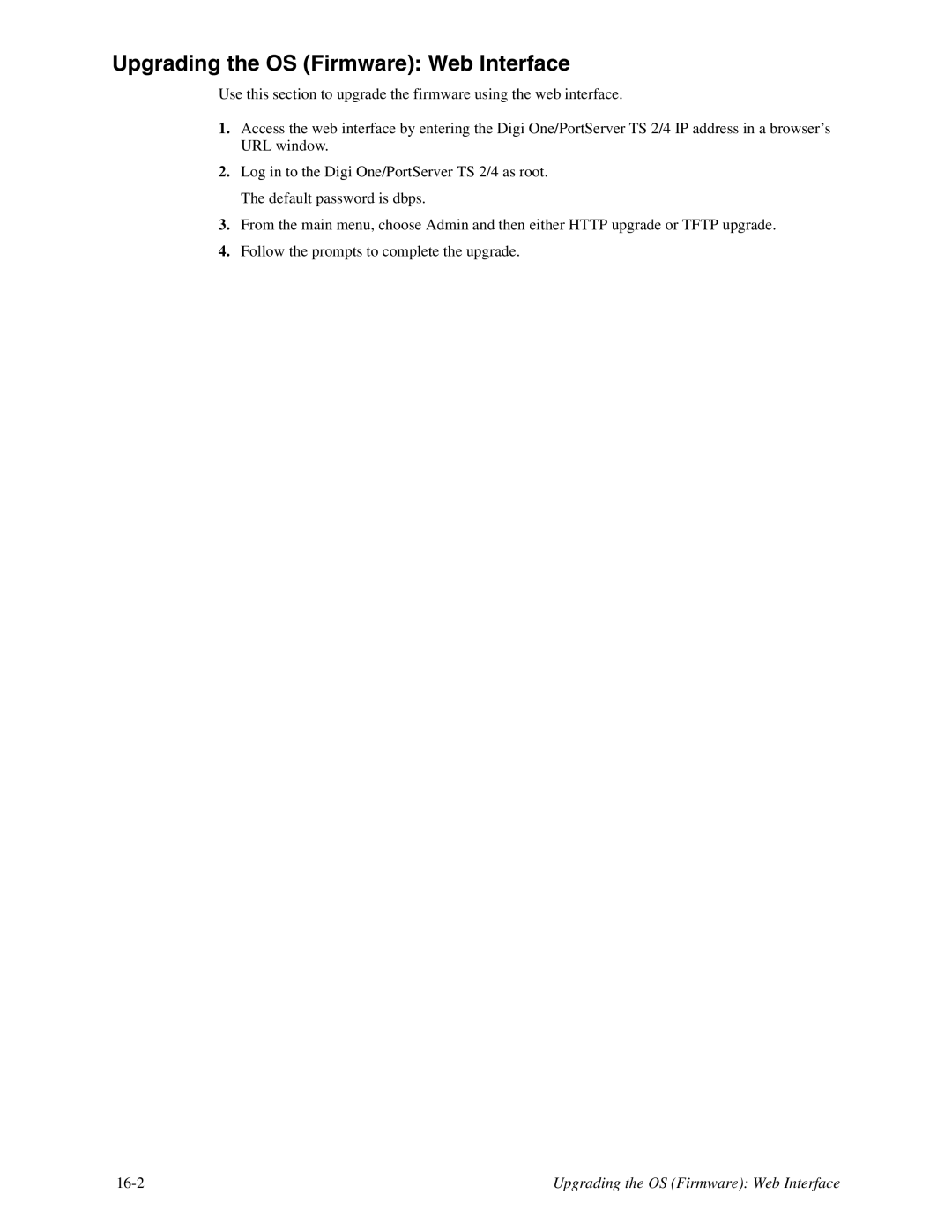Digi TS 4, TS 2/4 manual Upgrading the OS Firmware Web Interface 