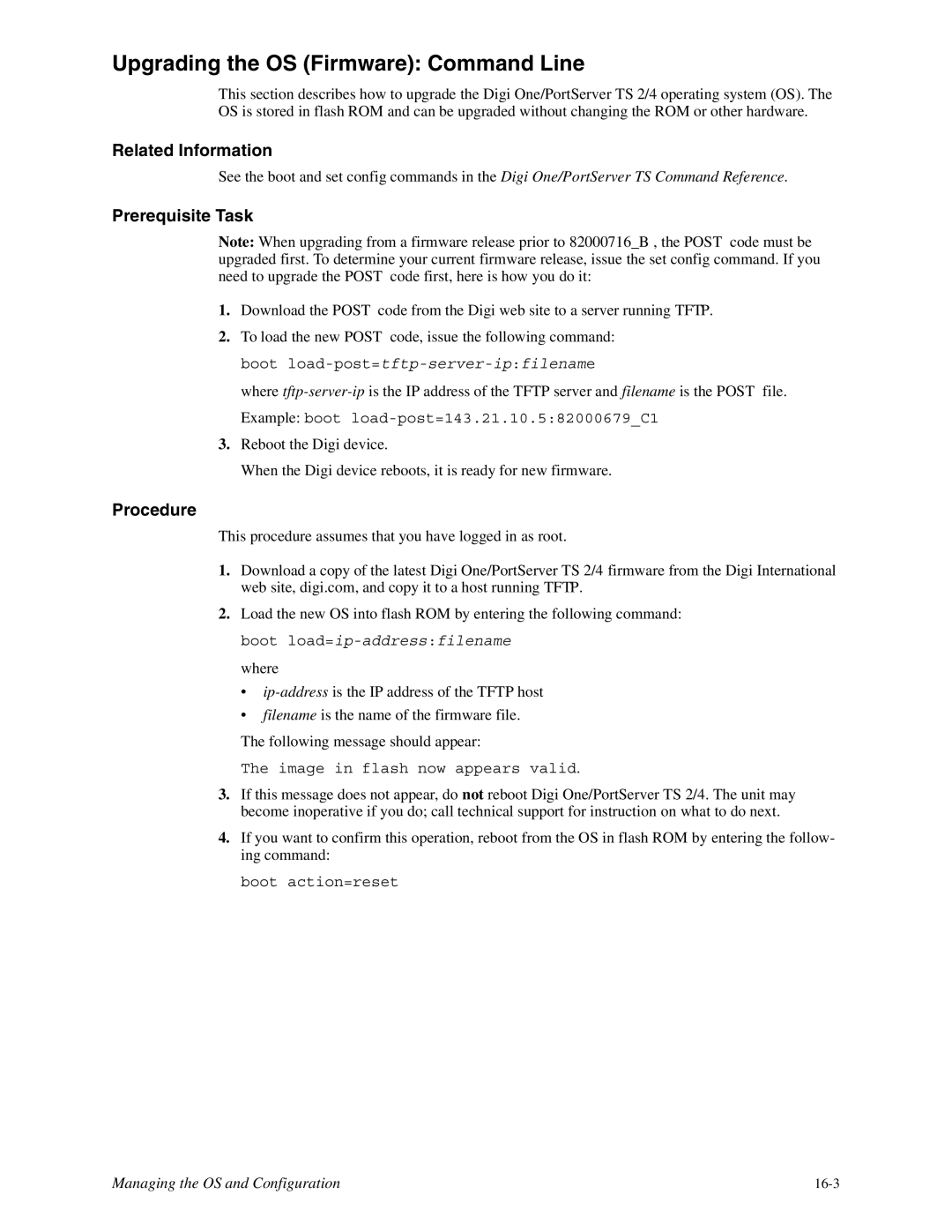 Digi TS 2/4, TS 4 manual Upgrading the OS Firmware Command Line, Prerequisite Task 