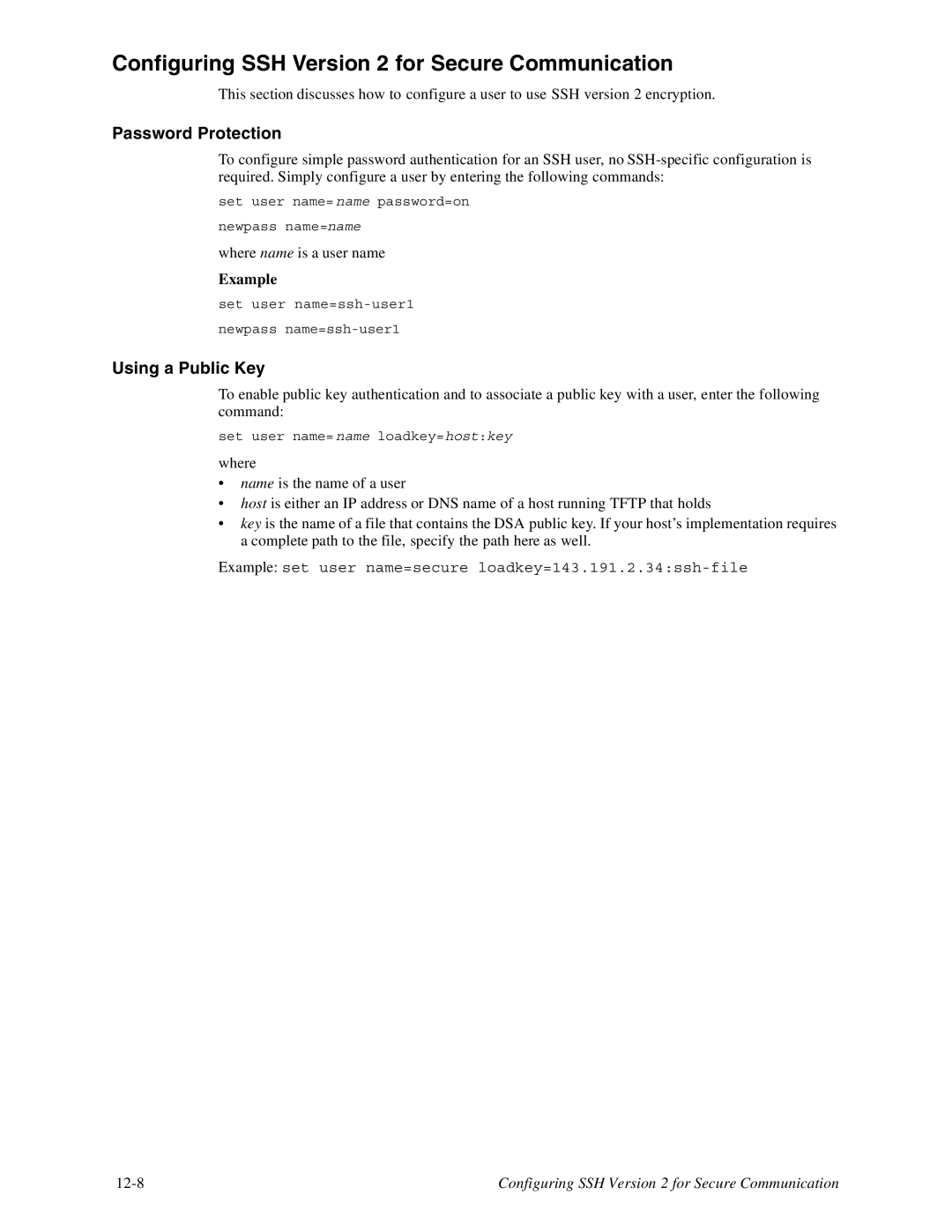 Digi TS8, 16 manual Configuring SSH Version 2 for Secure Communication, Password Protection, Using a Public Key 