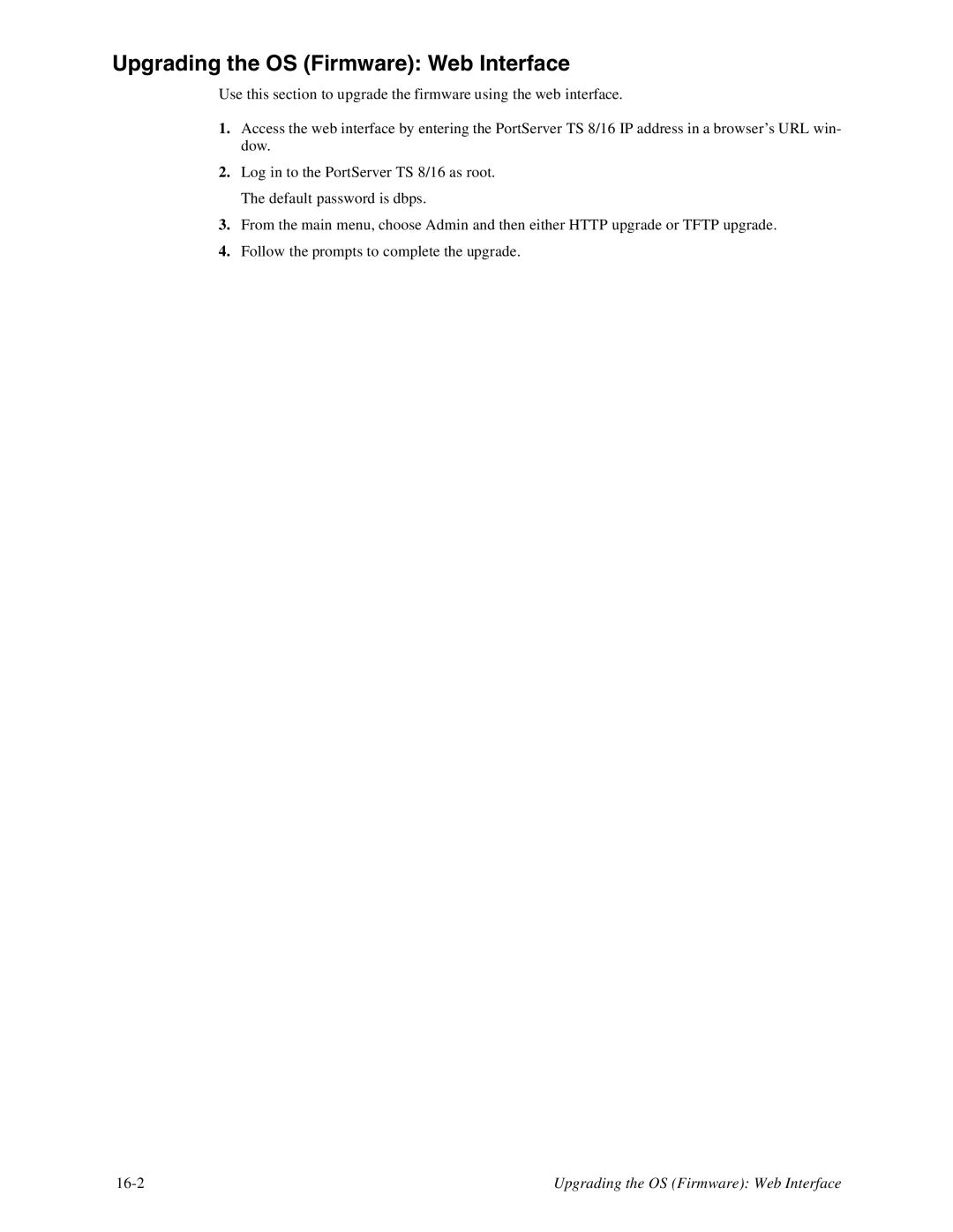 Digi TS8, 16 manual Upgrading the OS Firmware Web Interface 