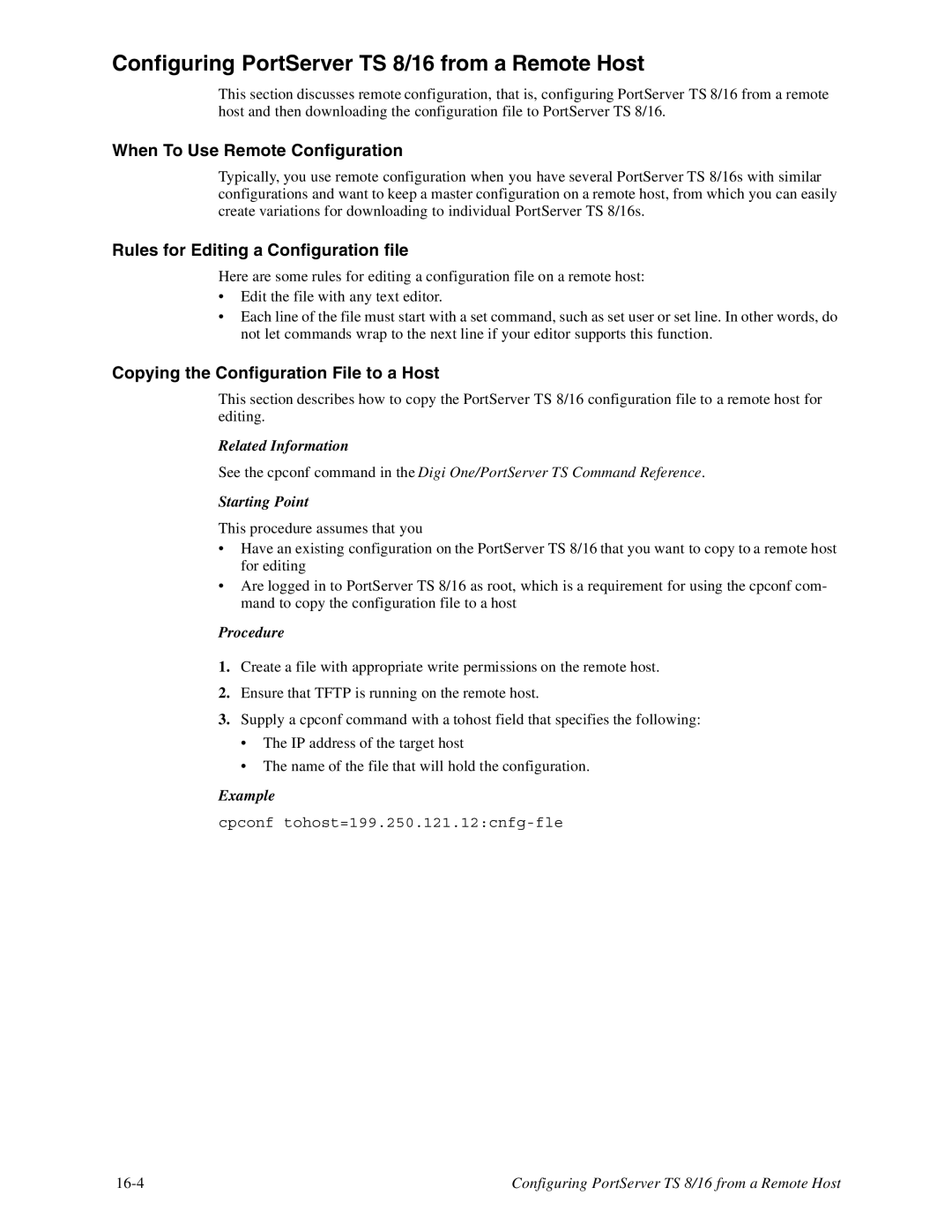 Digi TS8 manual Configuring PortServer TS 8/16 from a Remote Host, When To Use Remote Configuration 