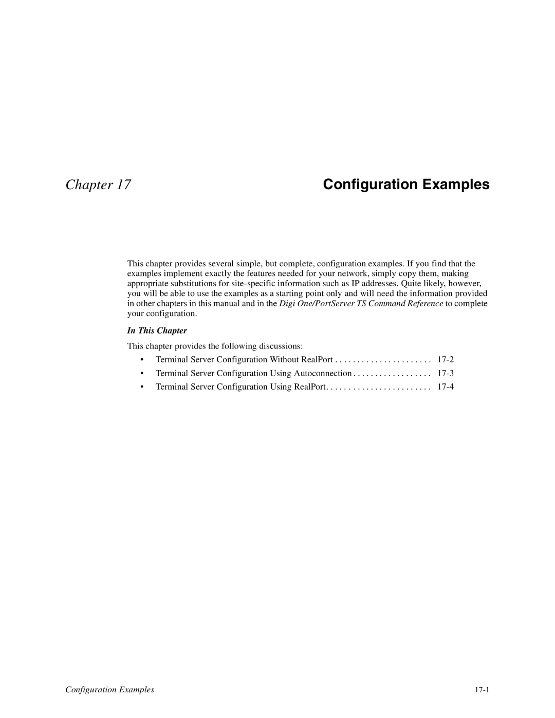 Digi 16, TS8 manual Configuration Examples 