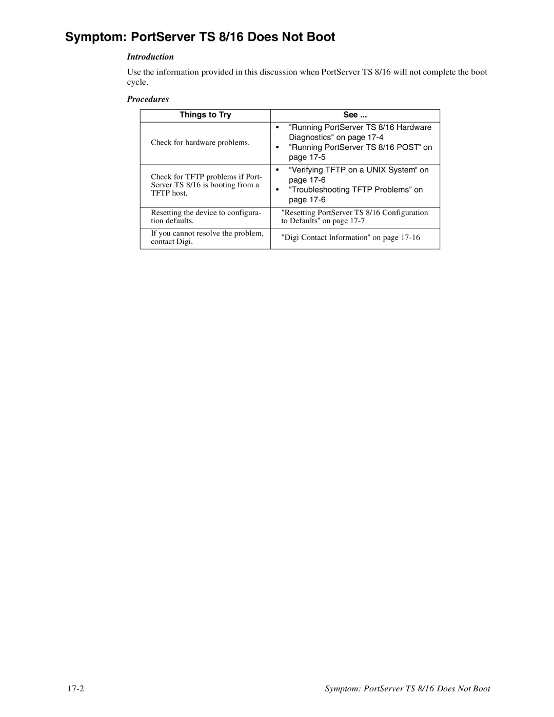 Digi TS8 manual Symptom PortServer TS 8/16 Does Not Boot, Introduction 