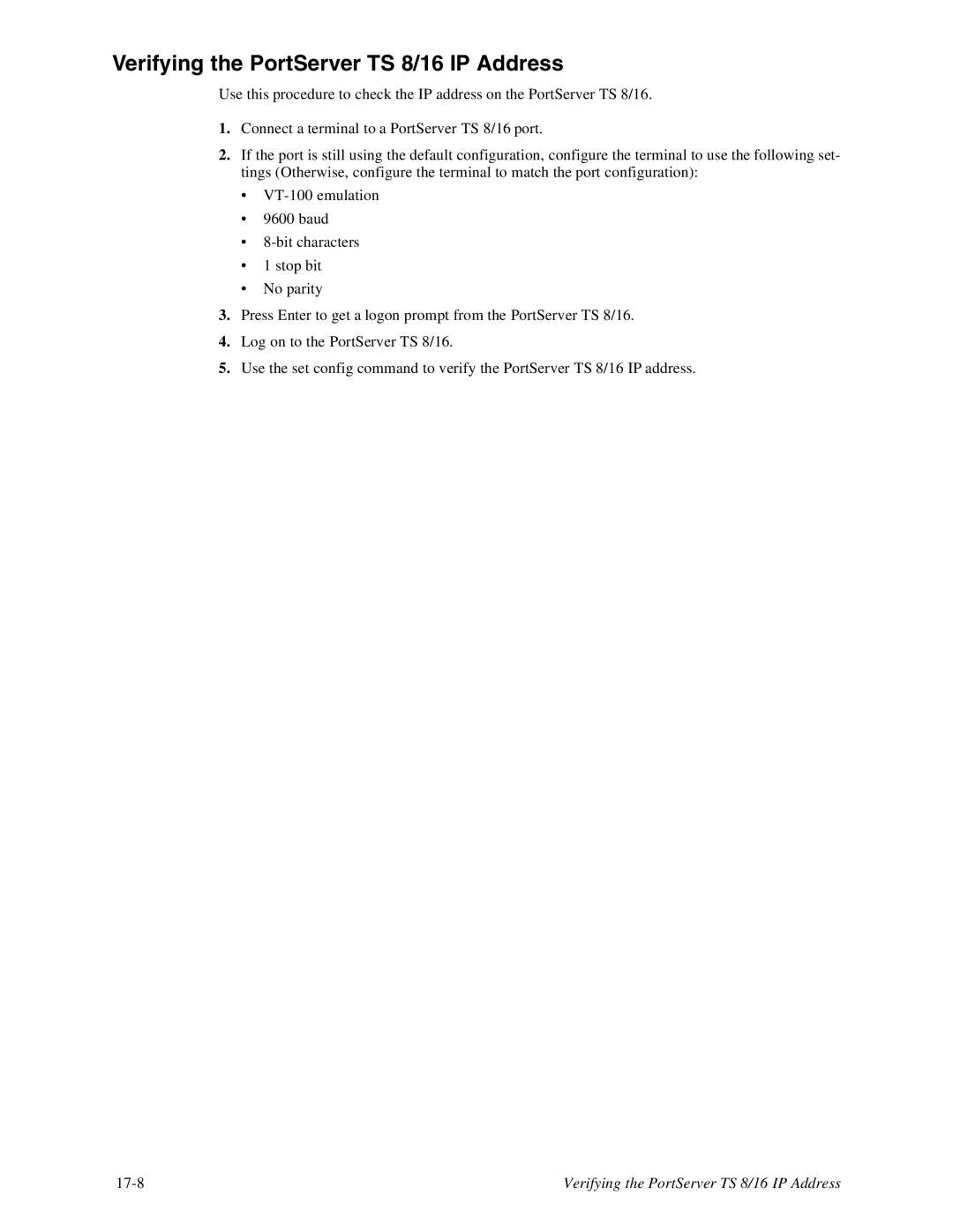 Digi TS8 manual Verifying the PortServer TS 8/16 IP Address 